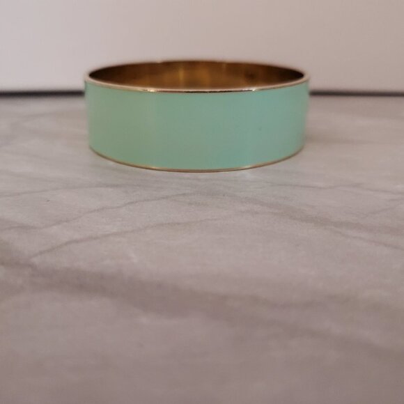 💚 Vintage 2000's 00's Y2K J.Crew Mint Green Enamal Wide Bangle Bracelet 💚 - Picture 5 of 11